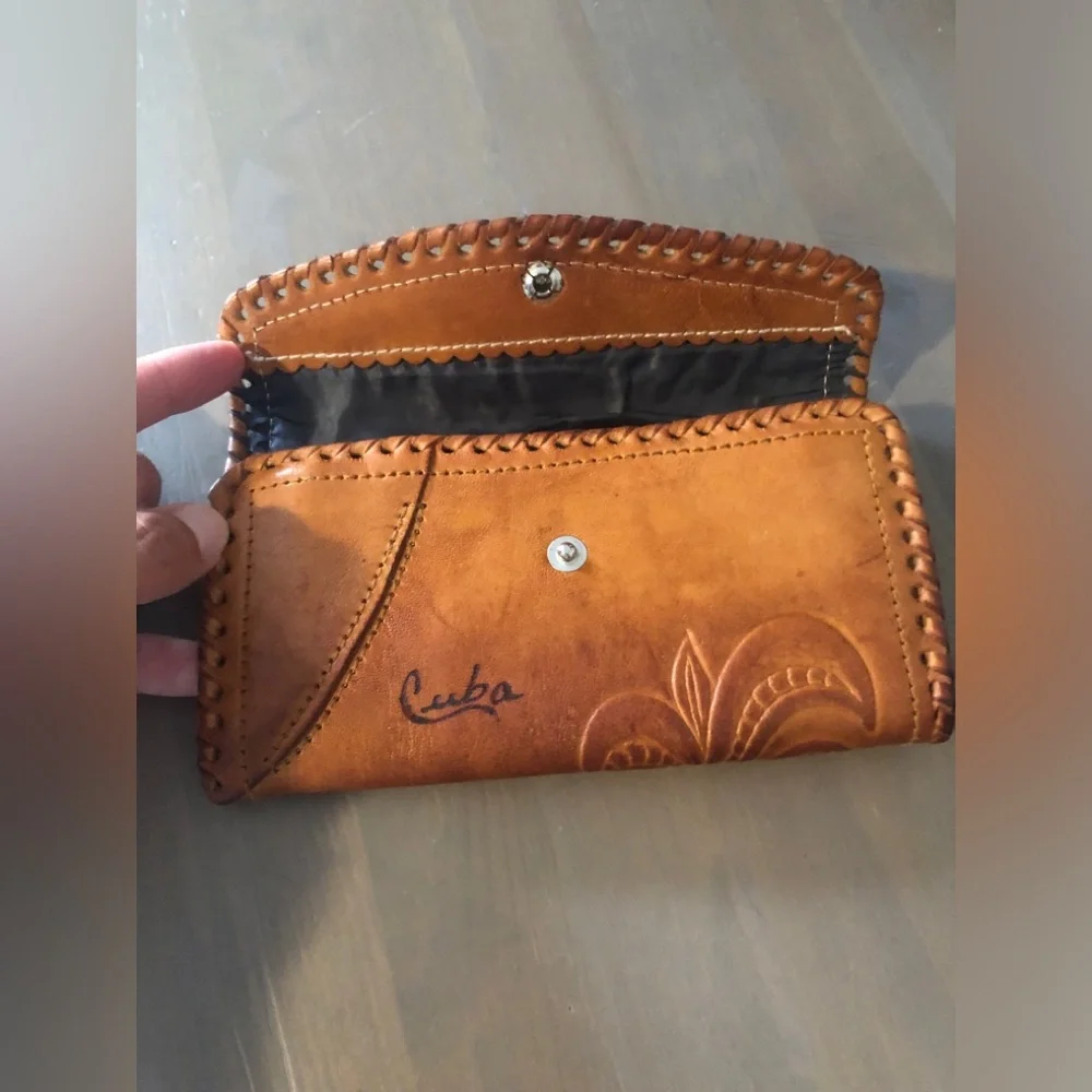 Brown Leather Floral Wallet